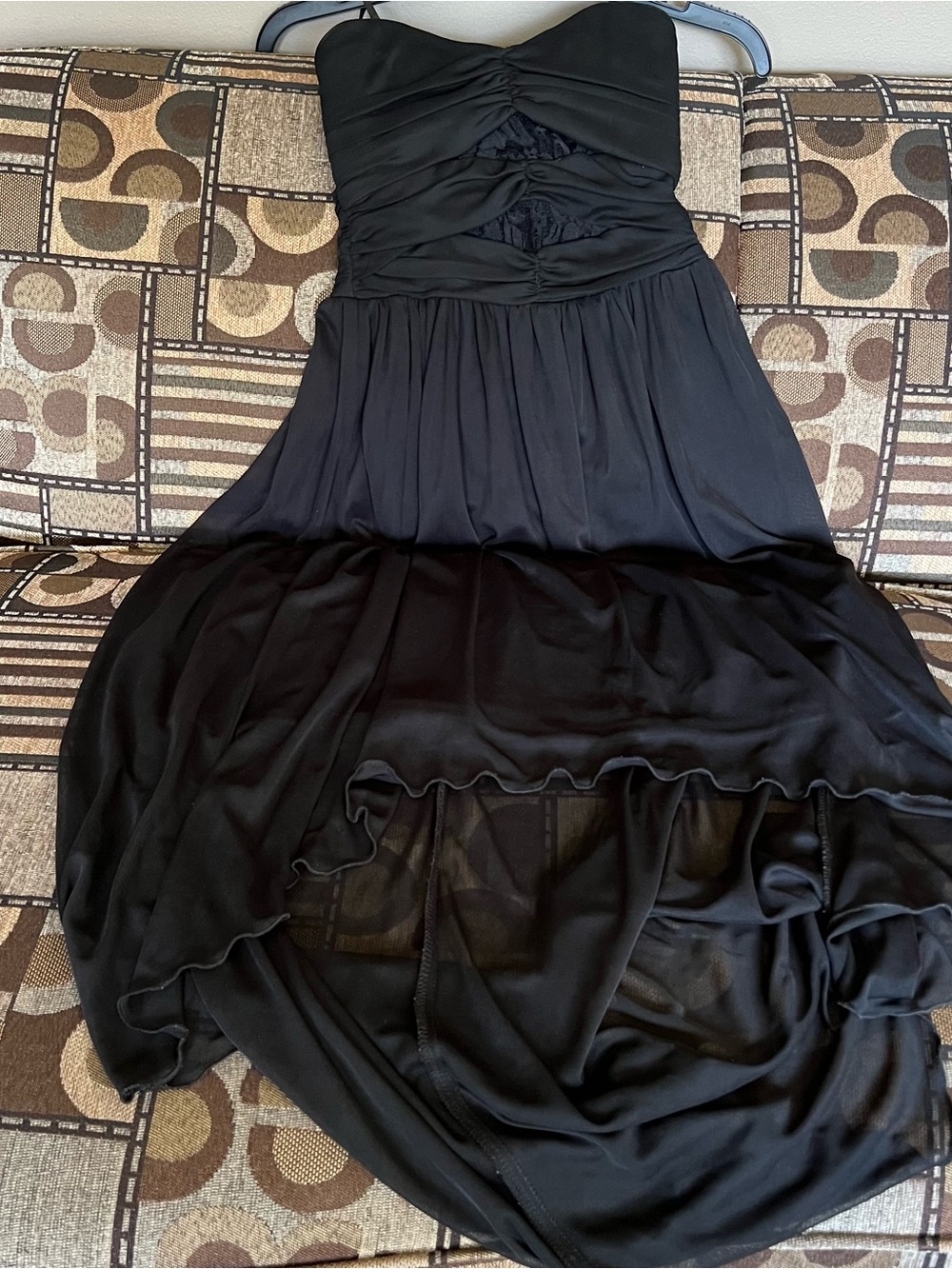 by & by Black Strapless High-Low Evening Dress